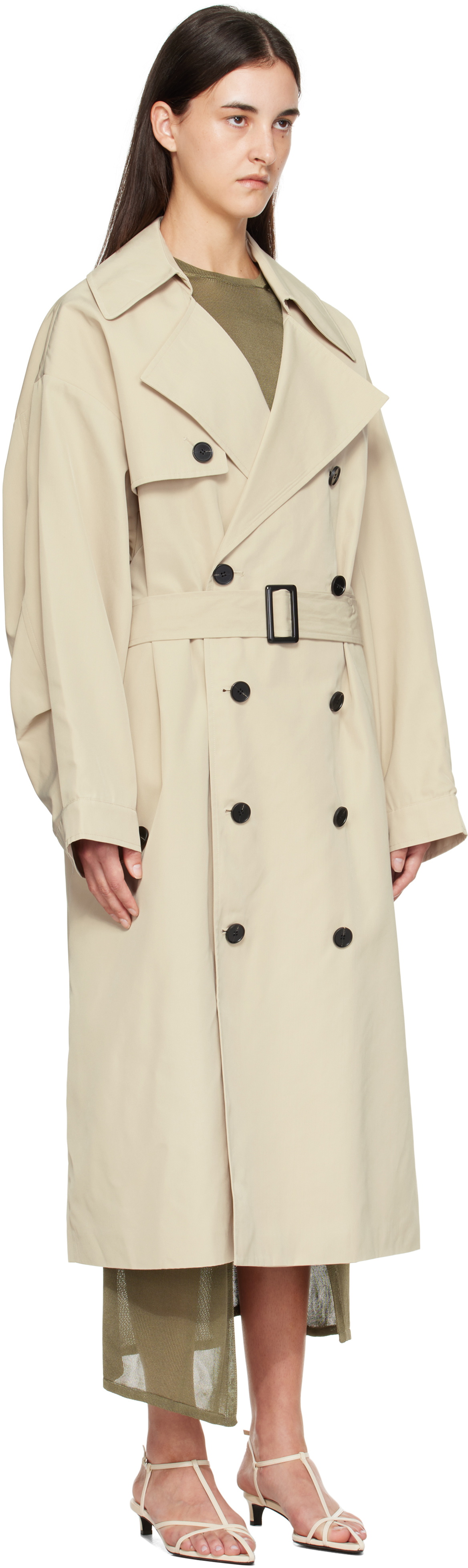 The Frankie Shop Beige Mavis Oversized Trench Coat
