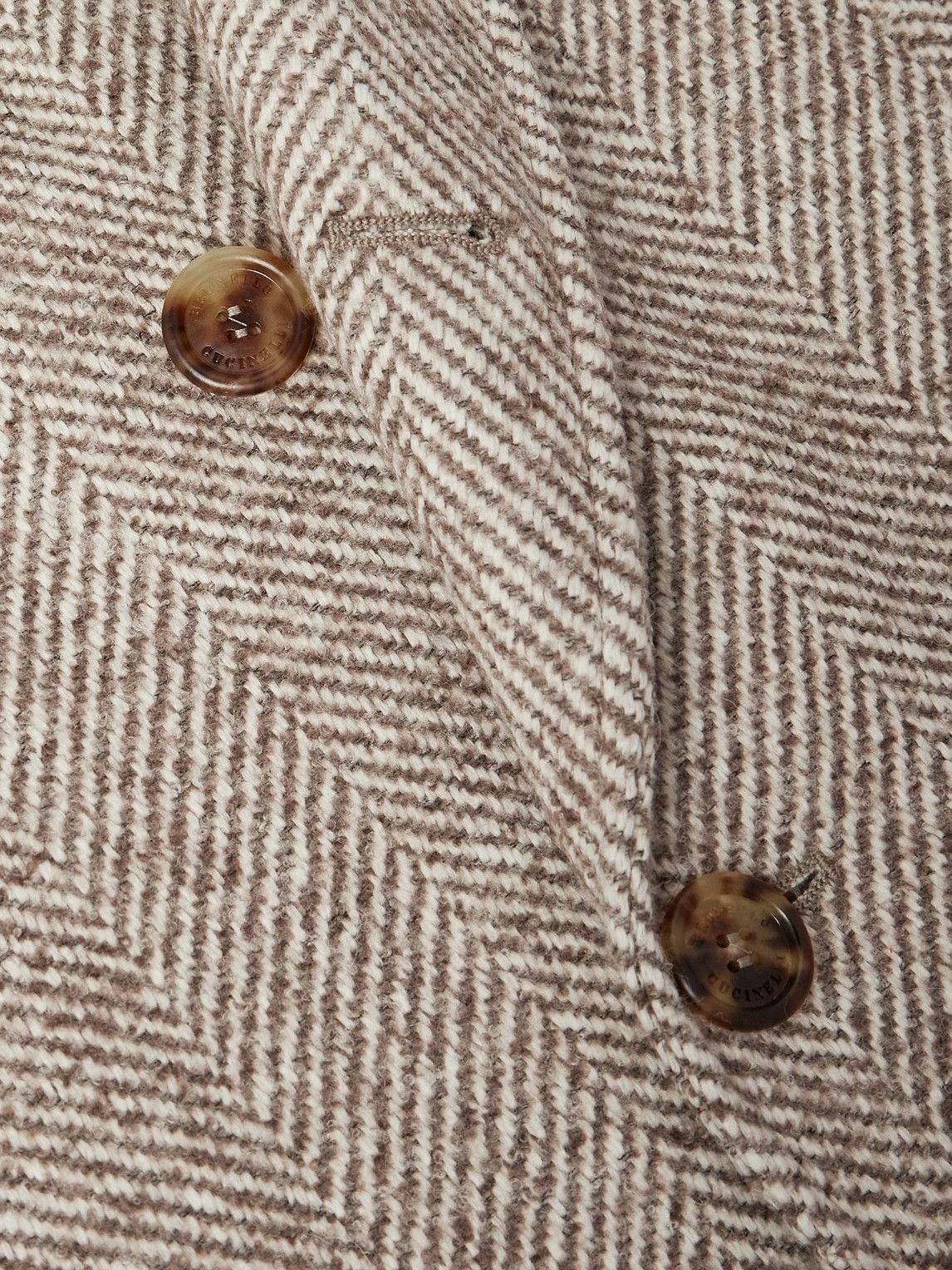 Brunello Cucinelli - Heringbone Woven Coat - Neutrals