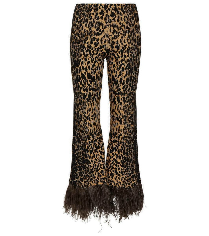 Photo: Valentino Feather-trimmed leopard-print flared pants