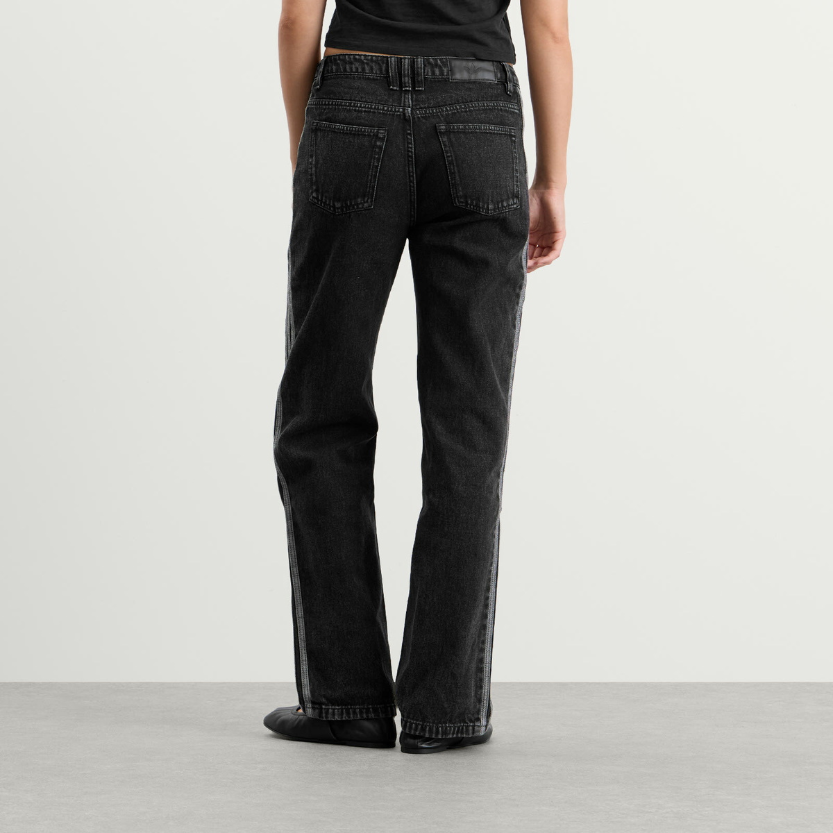 Adidas Women's Denim Firebird Track Pant in True Black Denim