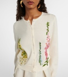 Oscar de la Renta Foxgloves embroidered virgin wool cardigan