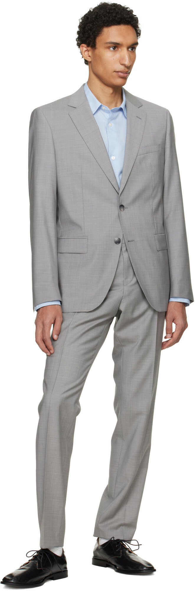 BOSS Gray Slim-Fit Virgin Wool Suit