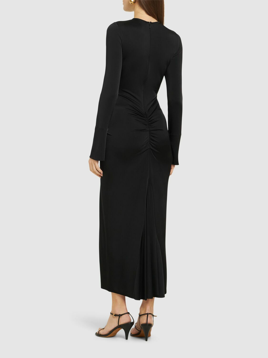 victoria beckham gathered jersey midi dress VICTORIA BECKHAM Gathered jersey midi dress