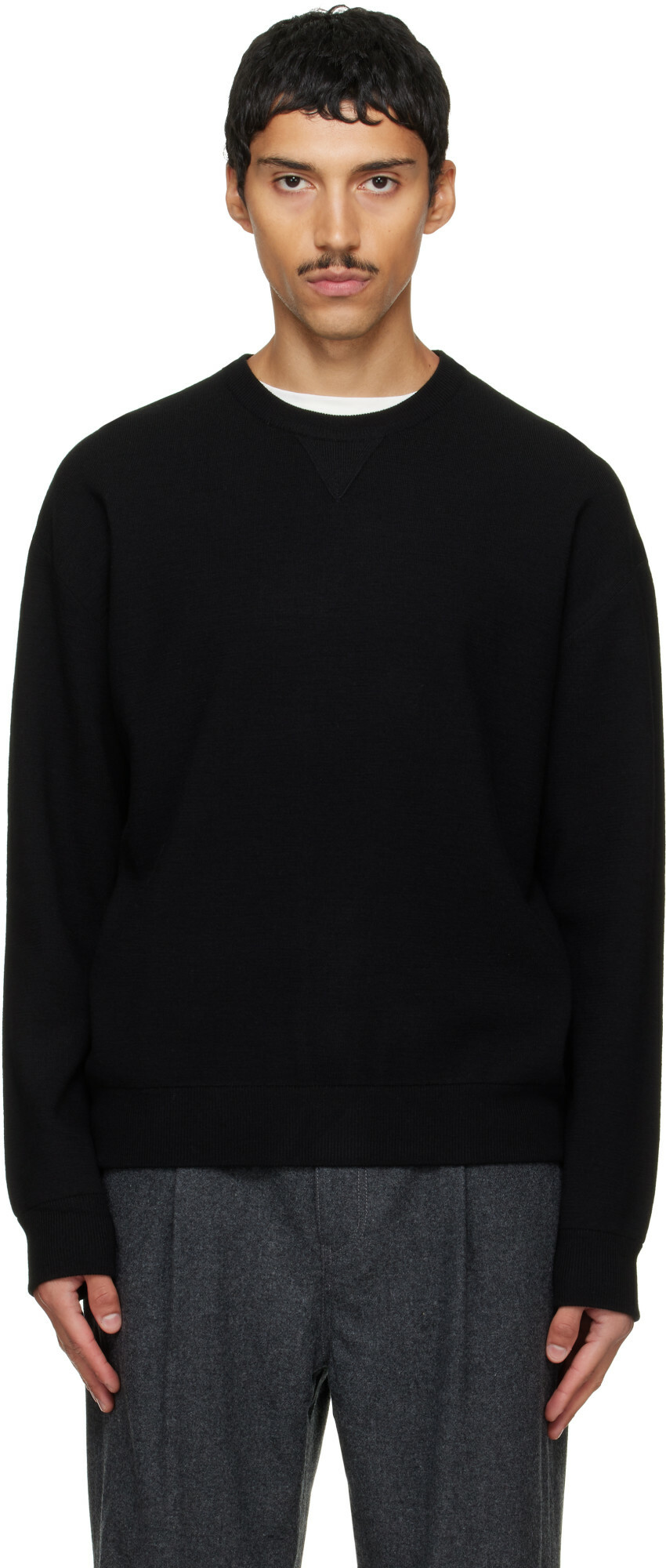 Solid Homme Black Wool Sweater