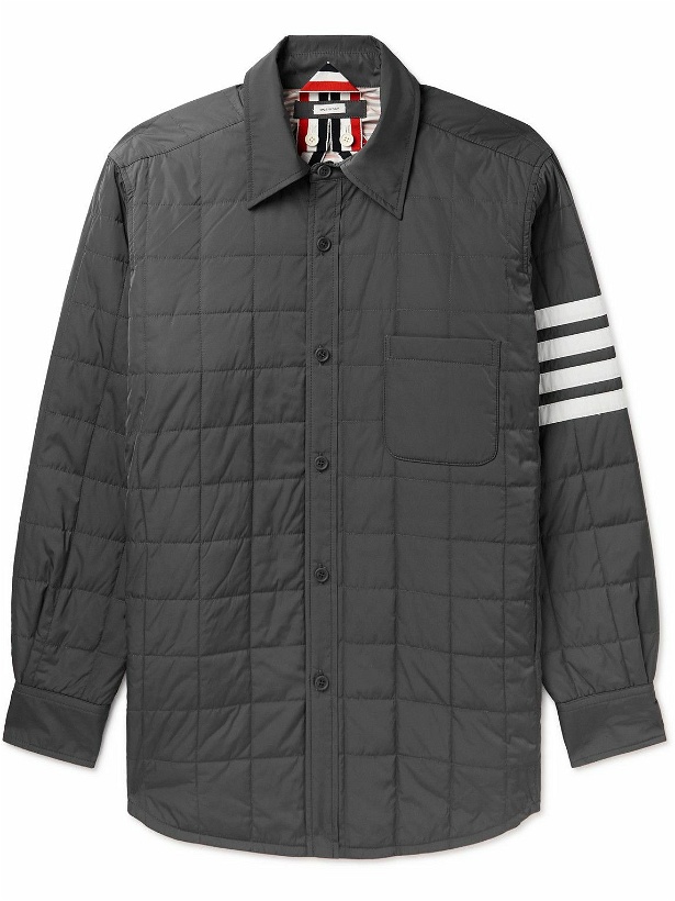 Photo: Thom Browne - Striped Quilted Shell Down Jacket - Gray