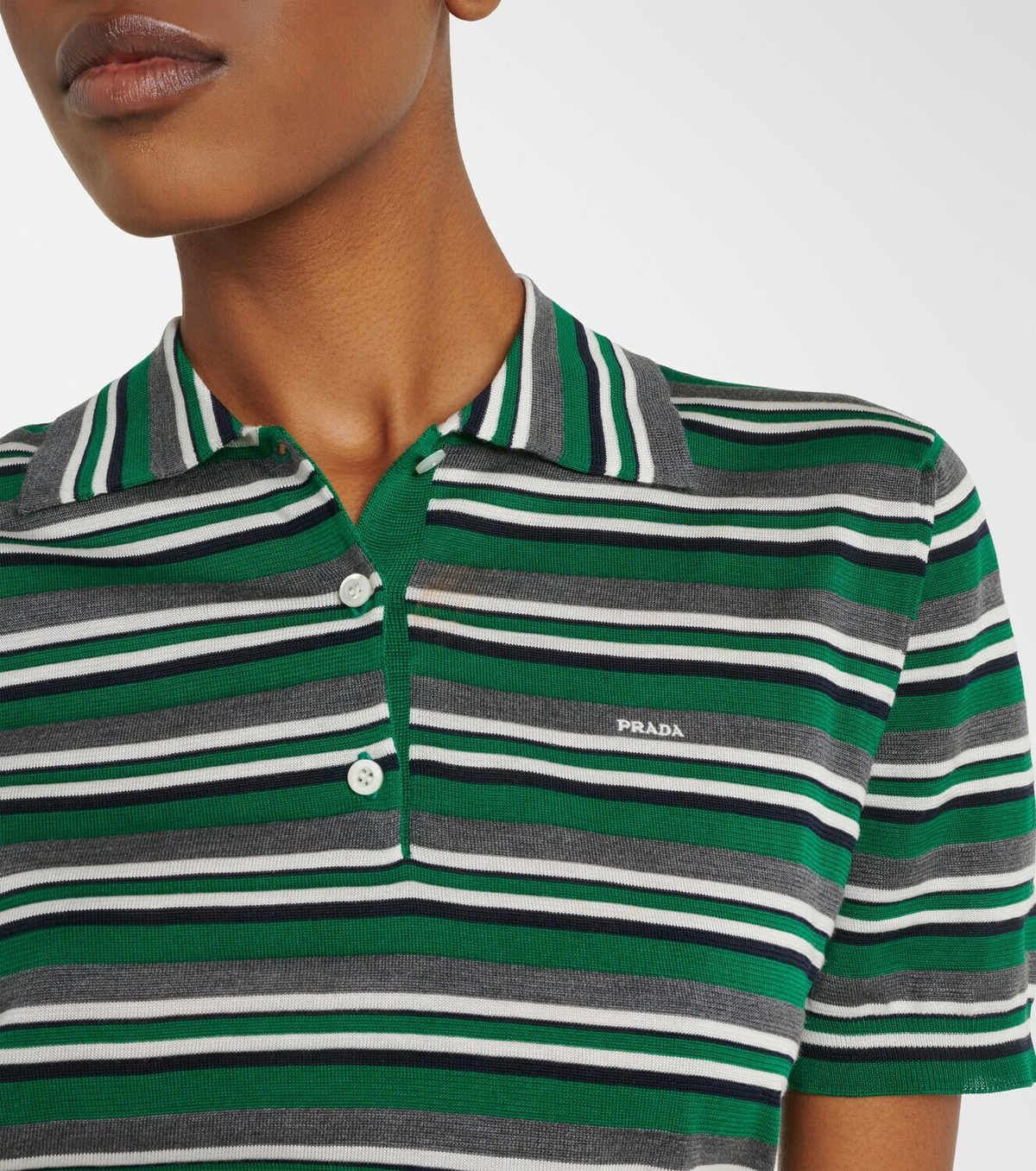 Prada Striped cotton and silk polo shirt