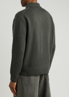 Axel Arigato Ode Collared Wool-blend Cardigan Dark Grey