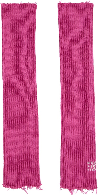 Photo: MM6 Maison Margiela Pink Ribbed Arm Warmers