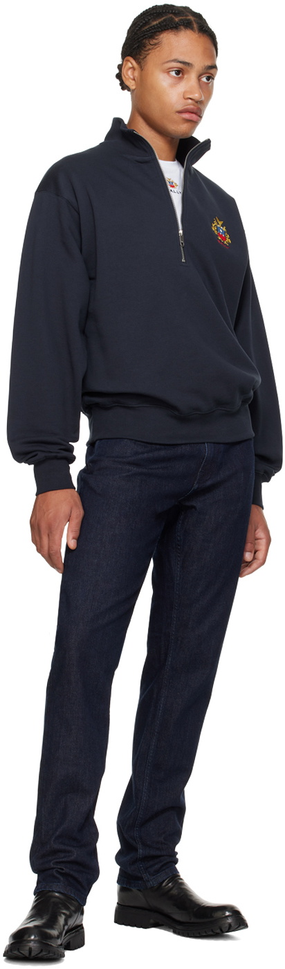 Bally Navy Embroidered-Logo Sweatshirt