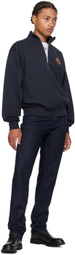 Bally Navy Embroidered-Logo Sweatshirt