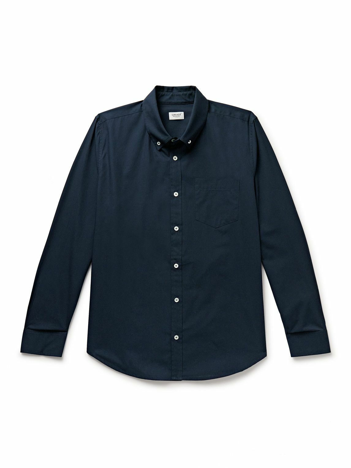Ghiaia Cashmere - Button-Down Collar Cotton-Poplin Shirt - Blue Ghiaia ...