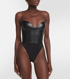 Alex Perry Halston faux leather bodysuit