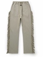 Fear of God - Straight-Leg Fringed Suede-Trimmed Cotton-Jersey Sweatpants - Neutrals