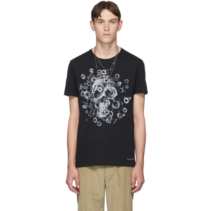 Photo: Alexander McQueen Black Mechanical Skull T-Shirt