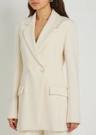 Another Tomorrow Double-breasted Fitted Jersey Blazer White