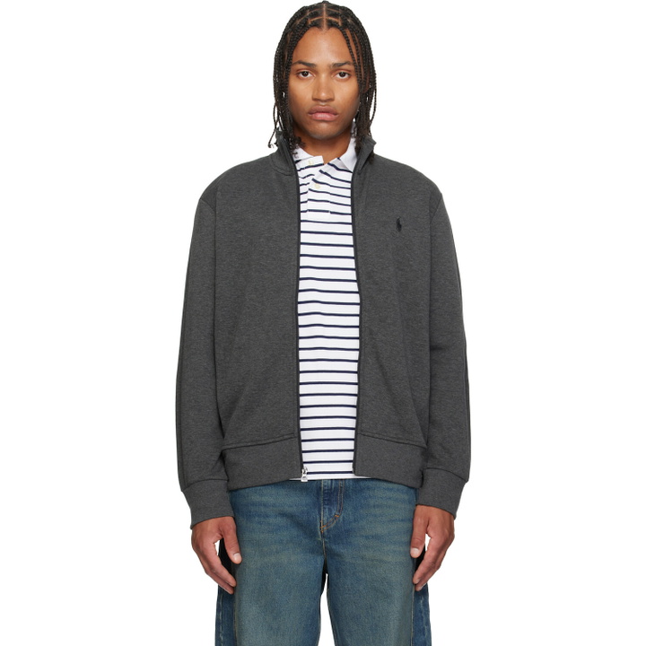Photo: Polo Ralph Lauren Gray Mock Neck Zip-Up Sweater