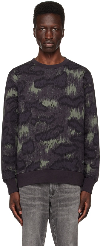 Photo: PS by Paul Smith Black & Green Camouflage Sweatshirt