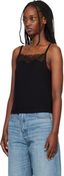 Re/Done Black Lace Ribbed Camisole