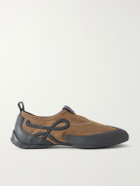 LOEWE - Grip Aqua Rubber-Trimmed Stretch Suede Sneakers - Brown
