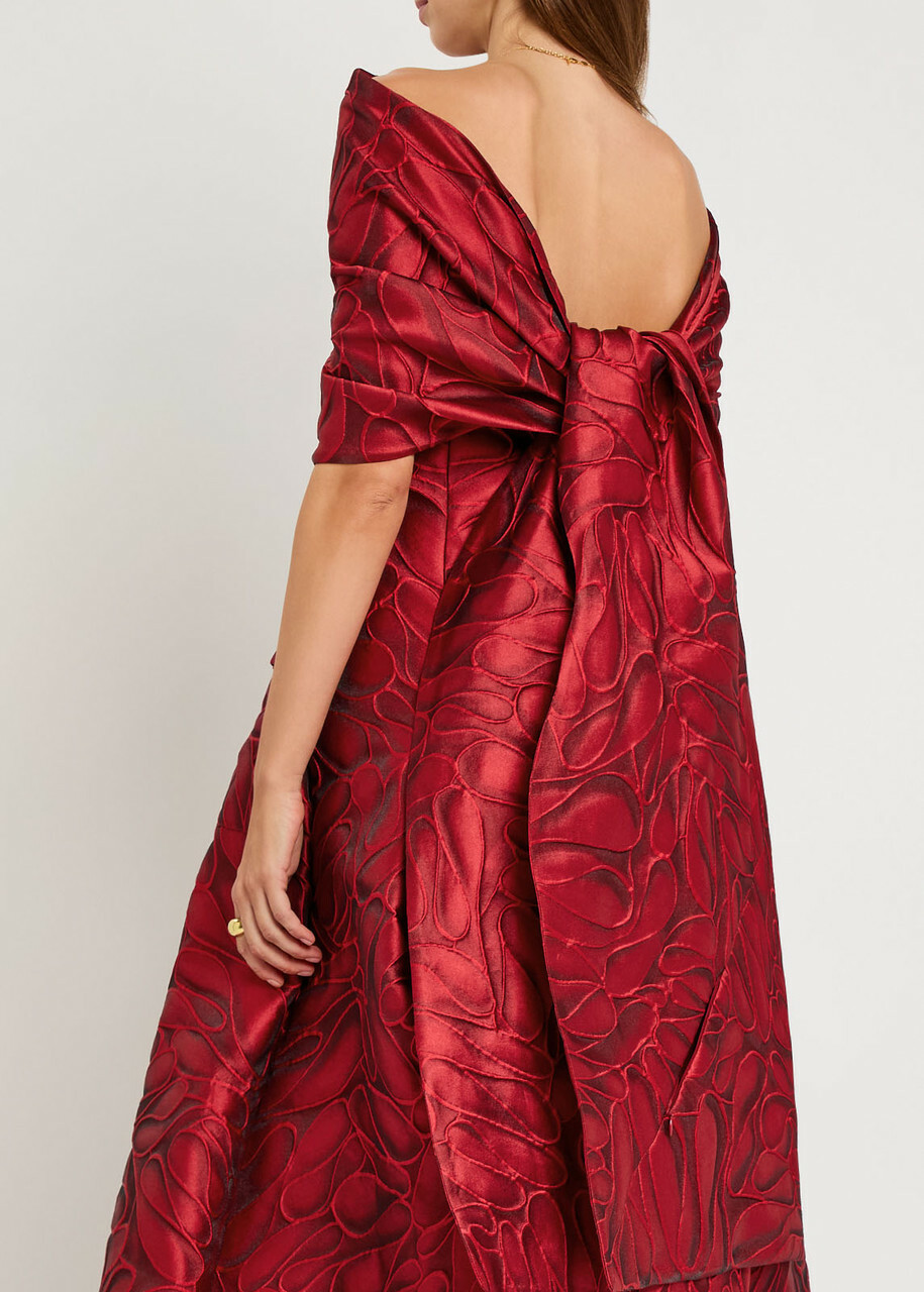 Talbot Runhof Patterned-jacquard Woven Stole - Red - One Size