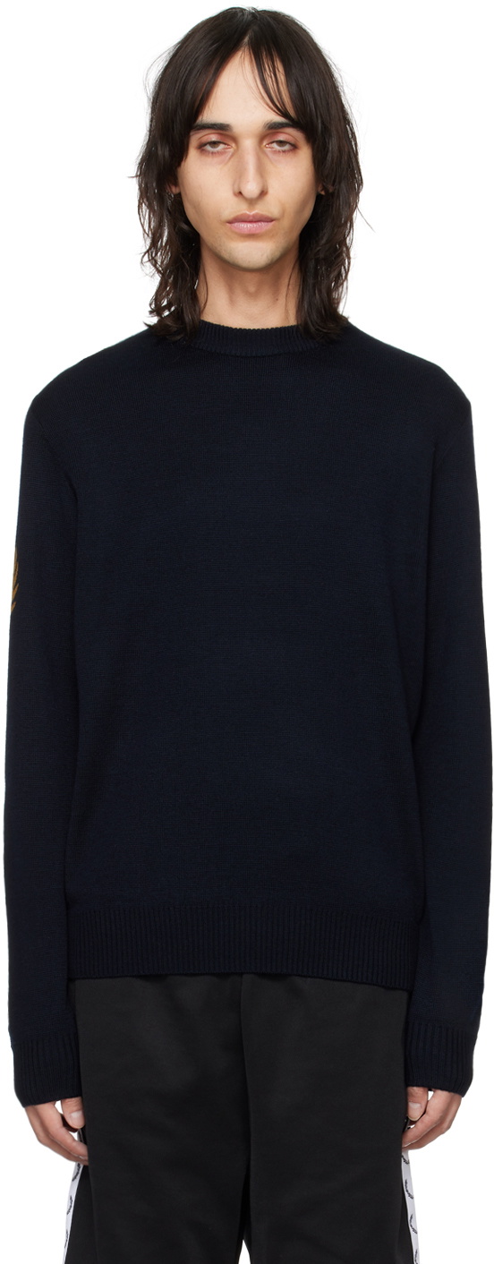 Fred Perry Navy Laurel Wreath Sweater Fred Perry