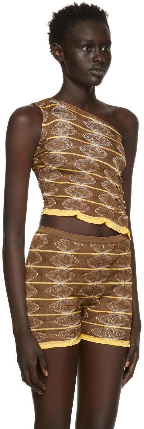Gimaguas SSENSE Exclusive Brown & Yellow One-Shoulder Tank Top