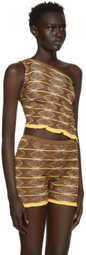 Gimaguas SSENSE Exclusive Brown & Yellow One-Shoulder Tank Top