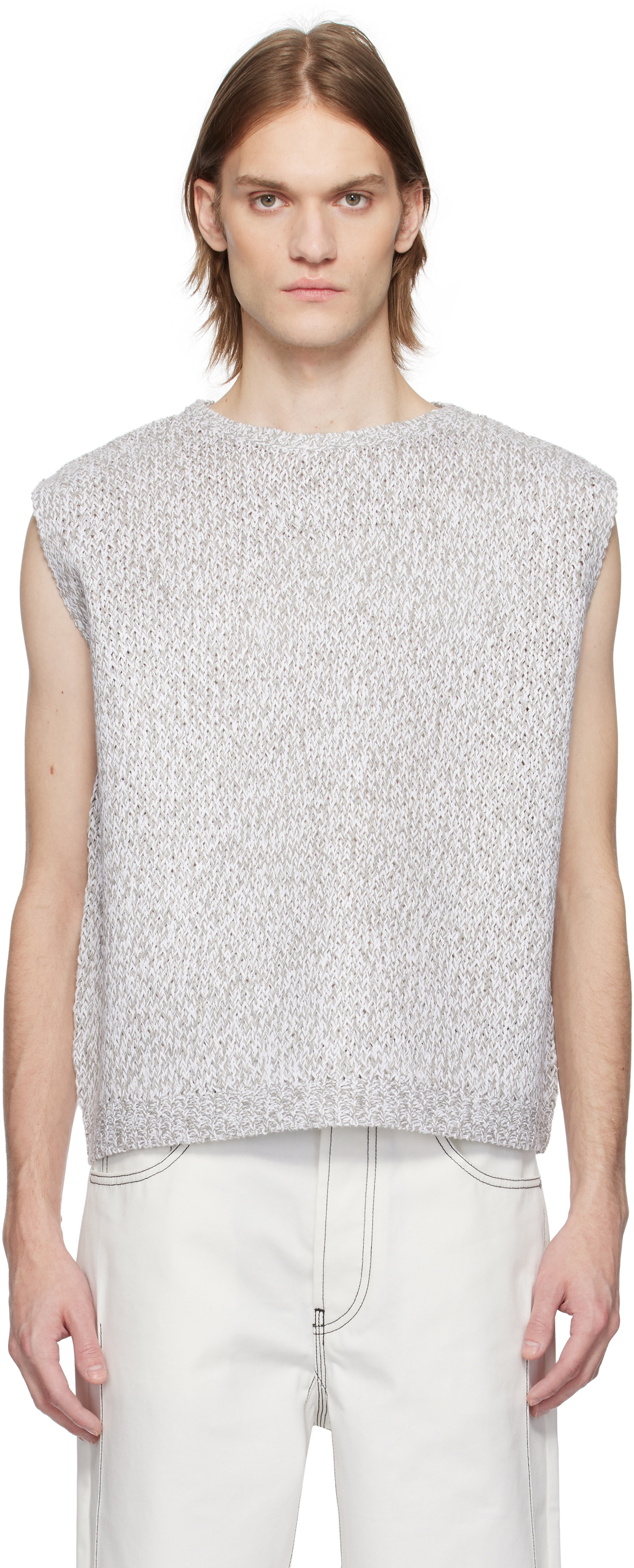 Karmuel Young Gray Crew Neck Knit Vest