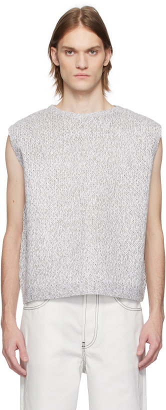Photo: Karmuel Young Gray Crew Neck Knit Vest