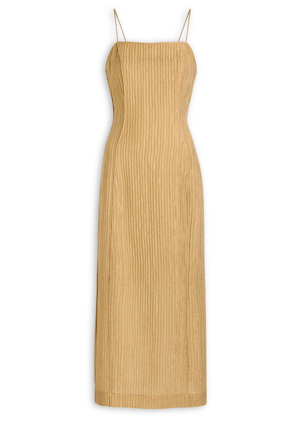 Photo: BY Malene Birger Lucille Plissé Lyocell-blend Midi Dress Camel