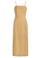 BY Malene Birger Lucille Plissé Lyocell-blend Midi Dress Camel