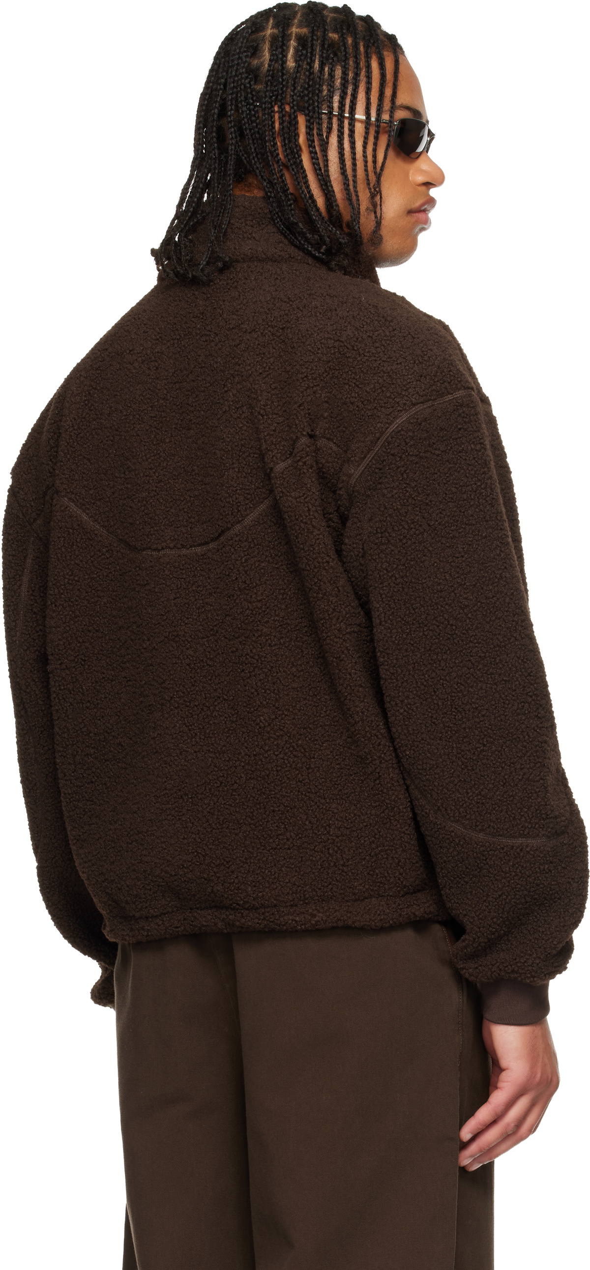 Dime Brown Polar Fleece Sherpa Zip Jacket
