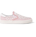 AMIRI - Skel Toe Leather-Appliquéd Checked Canvas Slip-On Sneakers - Pink