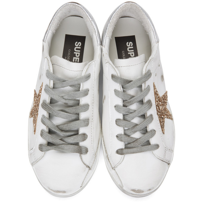 Ssense exclusive white sales glitter superstar sneakers