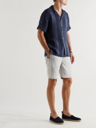 FRESCOBOL CARIOCA - Thomas Camp-Collar Striped Linen Shirt - Blue