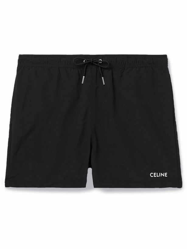 Photo: CELINE - Straight-Leg Mid-Length Logo-Print Swim Shorts - Black