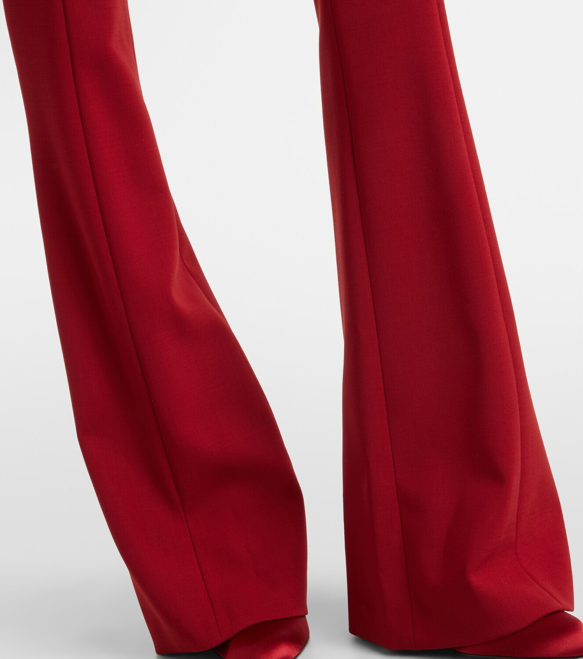 Carolina Herrera Floral-appliqué draped wool-blend flared pants