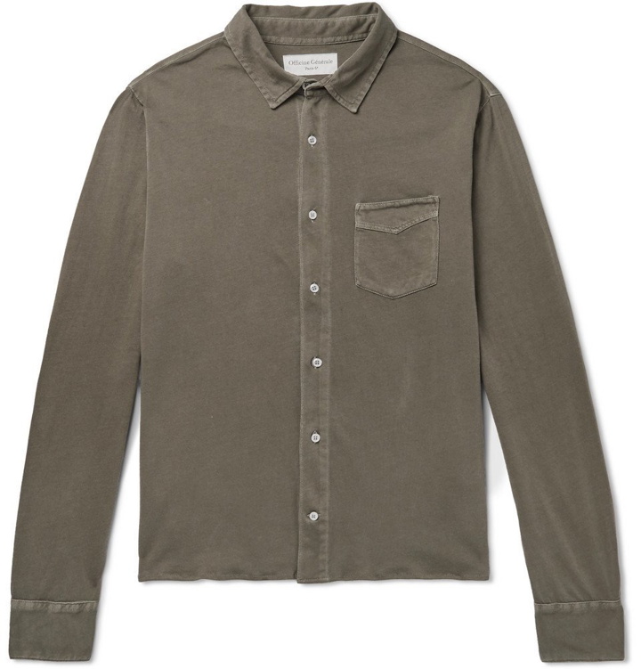 Photo: Officine Generale - Slim-Fit Pigment-Dyed Cotton-Jersey Shirt - Green