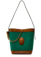 Versace Chain Small Leather and Suede Bucket bag - Green - One Size