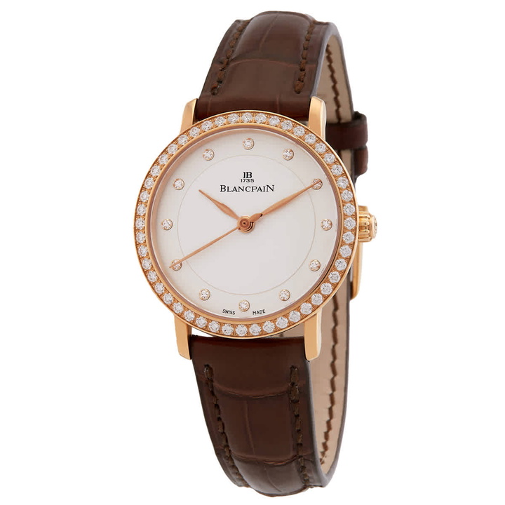 Photo: Blancpain Villeret Ultra Slim Automatic Diamond Silver Dial Ladies Watch 6102-2987-55A