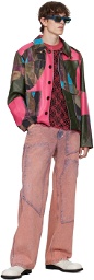 Andersson Bell Pink & Khaki Trompe L'Oeil Faux-Leather Jacket