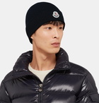 Moncler - Logo-Appliquéd Ribbed Wool Beanie - Midnight blue