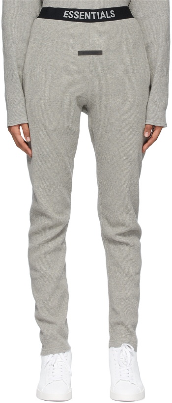 Photo: Fear of God ESSENTIALS Grey Thermal Waffle Logo Lounge Pants
