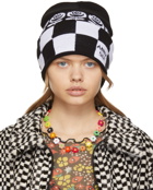 Anna Sui Black & White Rose Checker Beanie