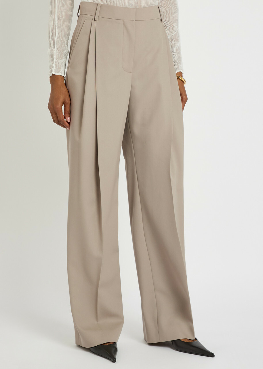 Stella Mccartney Pleated Straight-leg Trousers Grey