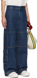 Gucci Blue Gucci Label Denim Cargo Pants