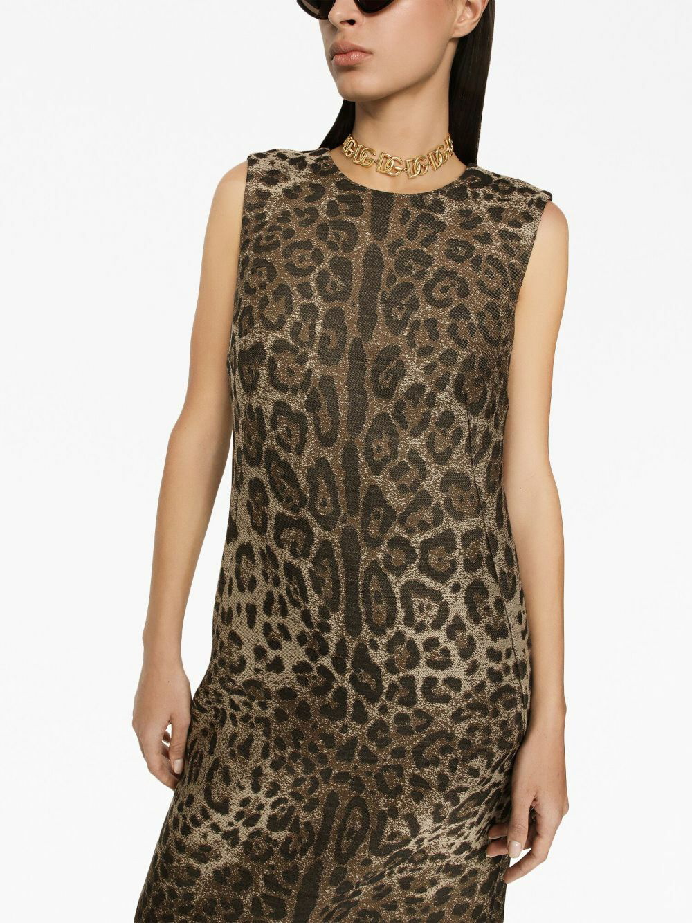 Leopard-print stretch-silk minidress in multicoloured - Dolce Gabbana