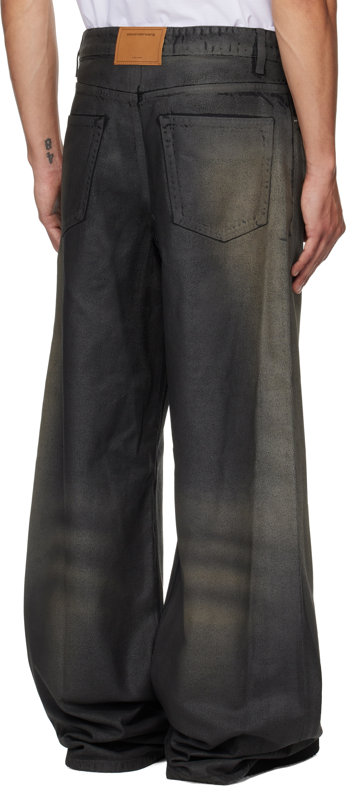 Alexander Wang Black Leather Look Relaxed Jeans