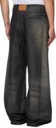 Alexander Wang Black Leather Look Relaxed Jeans