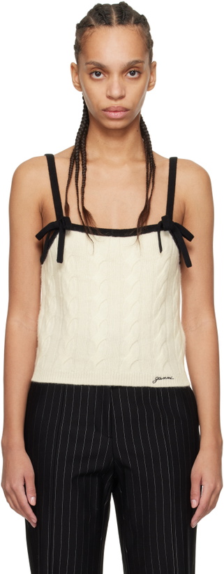 Photo: GANNI Off-White & Black Cashmere Mix Strap Tank Top